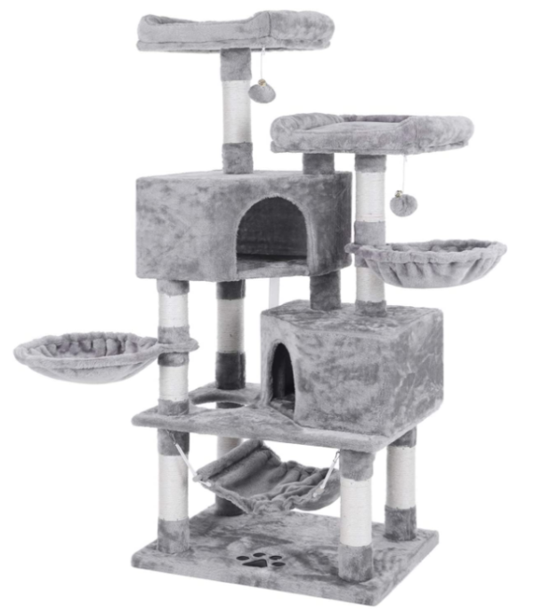 160 cm Cat Tree with One Condo and Basket, Grey