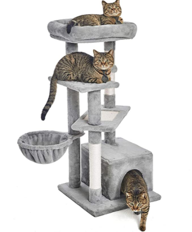 104 cm Cat Tree with One Condo and Basket, Grey