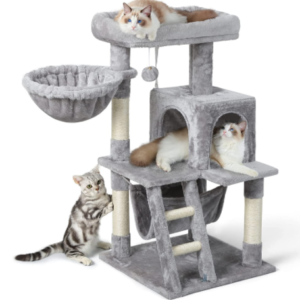 99 cm Cat Tree with One Condo and Basket, Grey