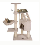 120 cm Cat Tree with Basket and Ladder, Grey