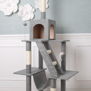 152 cm Cat Tree with One Condo and Hammock, Grey