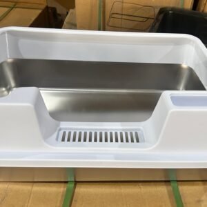 Caja de arena para gatos semicerrada Preferred de acero inoxidable de 60 cm