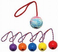 SM. Rubber Spikey Ball with rope