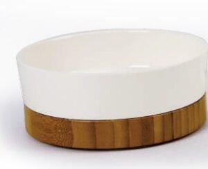 Straight Edge Bamboo Pet Bowl M New Style