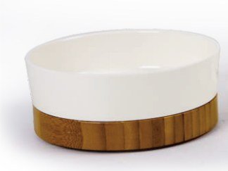 Straight Edge Bamboo Pet Bowl M New Style