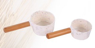 Straw Bamboo Handle Round Spoon 17×4.5 cm