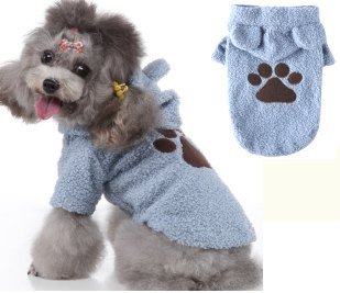 Teddy Bear Paw Embroidered Dog Sweater Blue