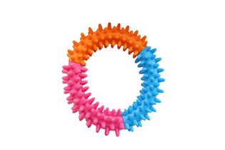 Three-Tone Spiky Ring Dog Toy, 9.8 cm