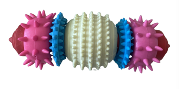 Pink Ribbed Barbell Chew Dog Toy, 16 cm