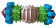 Blue Brown Ribbed Barbell Dog Toy, 18 cm