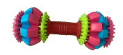 Pink Blue Spiky Barbell Dog Toy, 15 cm