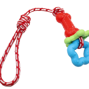 Rope Loop with Spiky Ball and Chew Ring Dog Toy, 38 cm