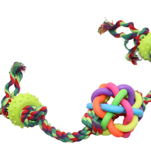 Rainbow Rope Ball Tug Dog Toy, 60 cm