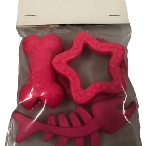Assorted Rubber Dog Toy Kit, 4 Pieces, Pink