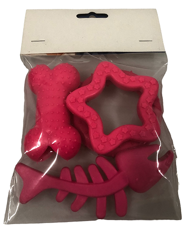 Assorted Rubber Dog Toy Kit, 4 Pieces, Pink