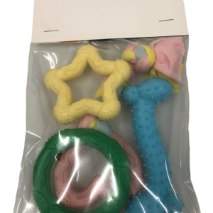 Assorted Rubber Dog Toy Kit, 5 Pieces, Yellow and Blue