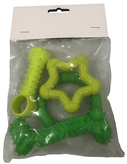 Assorted Rubber Dog Toy Kit, 3 Pieces, Green
