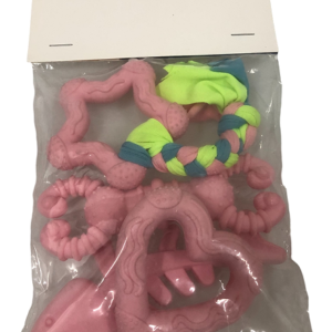 Assorted Rubber Dog Toy Kit, 5 Pieces, Pink