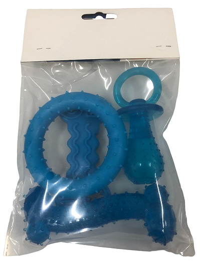Assorted Rubber Dog Toy Kit, 4 Pieces, Blue