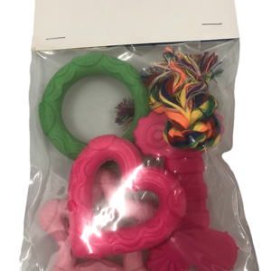 Assorted Rubber Dog Toy Kit, 5 Pieces, Pink