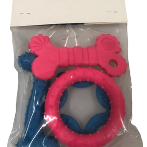 Assorted Rubber Dog Toy Kit, 3 Pieces, Blue and Pink