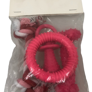 Assorted Rubber Dog Toy Kit, 4 Pieces, Pink