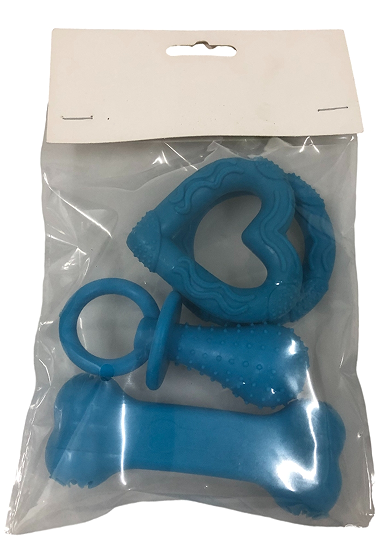 Assorted Rubber Dog Toy Kit, 4 Pieces, Blue